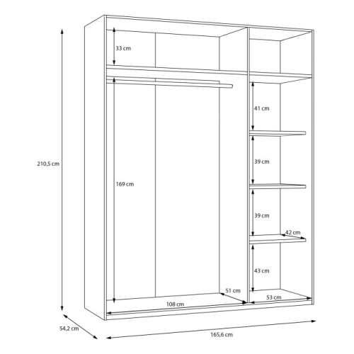 Szafa z lustrem 170 cm Biały/Dąb Riviera